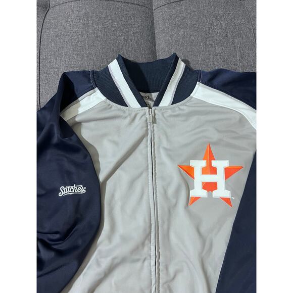 Houston Astros Track Jacket Men 2XL Gray Blue Full Zip Stitches MLB Genuine - Picture 4 of 7